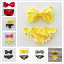 2015 Fashion Push Up Bikini Women Swimsuit Sexy Bathing Suit Swimwear Bowtie Bandeau Bikini Set