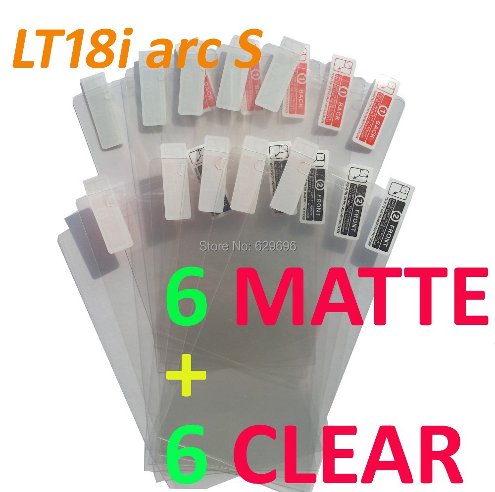 6pcs Clear 6pcs Matte protective film anti glare phone bags cases screen protector For SONY LT18i