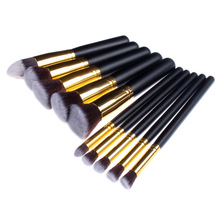 Wholesale 10Pcs Professional Makeup Brush Sets Brushes Black Soft Synthetic Hair Make up Tools Kit Cosmetic