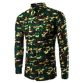 Brand New Camouflage Shirts Mens Long Sleeve Casual Shirts Slim Fit Army Camo Shirt Disruptive Pattern