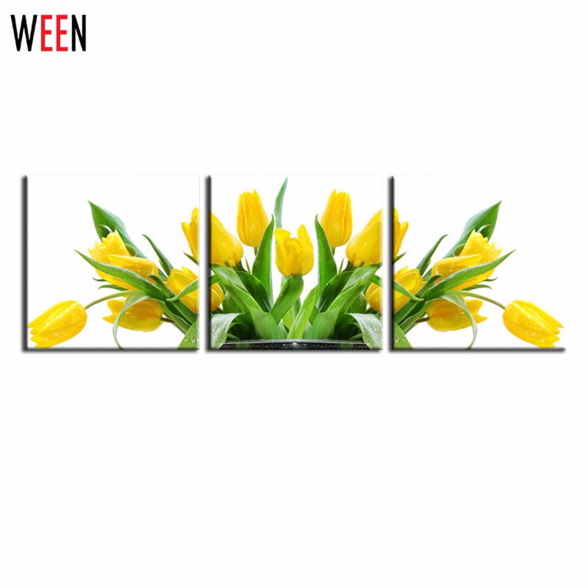 Wall hanging sign/picture Vintage Yellow Tulips French style Script/Post card Spring Flowers Home decoration