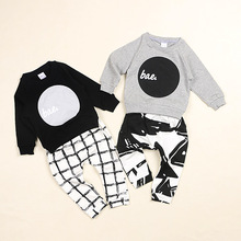 Retail 2016 baby clothes infant clothes baby clothing sets boy Cotton little monsters short  sleeve 2pcs baby boy clothes