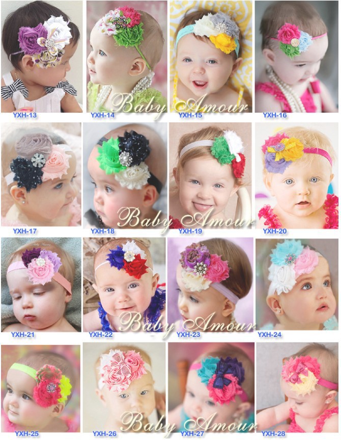 933 New baby headbands in stores 635 Baby Girl Rose Flower Headbands 28 Style TOP BABY Rags Shabby   
