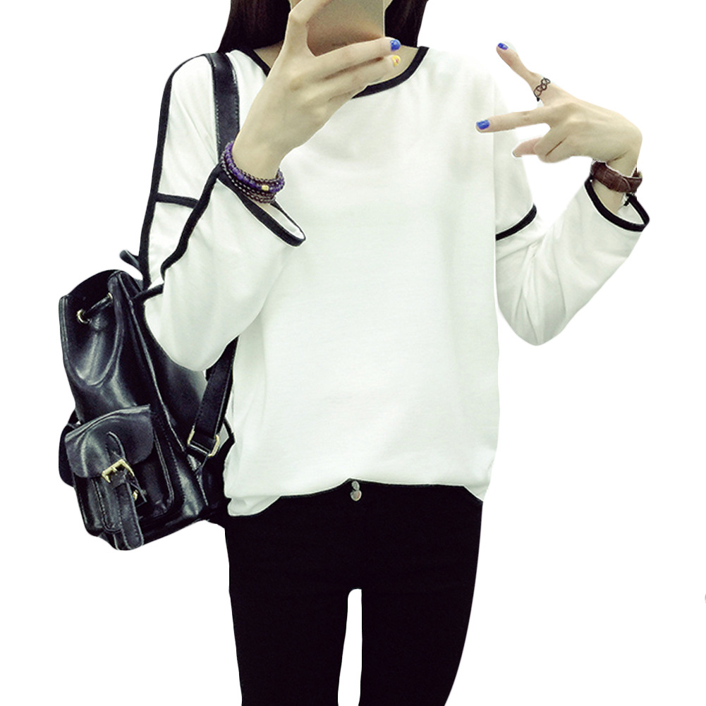 Korean large size women loose simple students wear long sleevedtT-shirt bottoming shirt