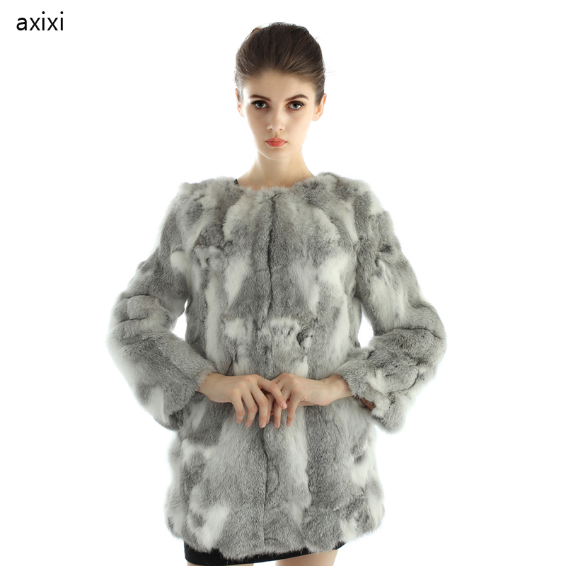 Free Shipping Genuine Rabbit Fur Coat long natural rabbit fur jacket Women Winter Rabbit Fur Waistcoat plus size QFCR0003