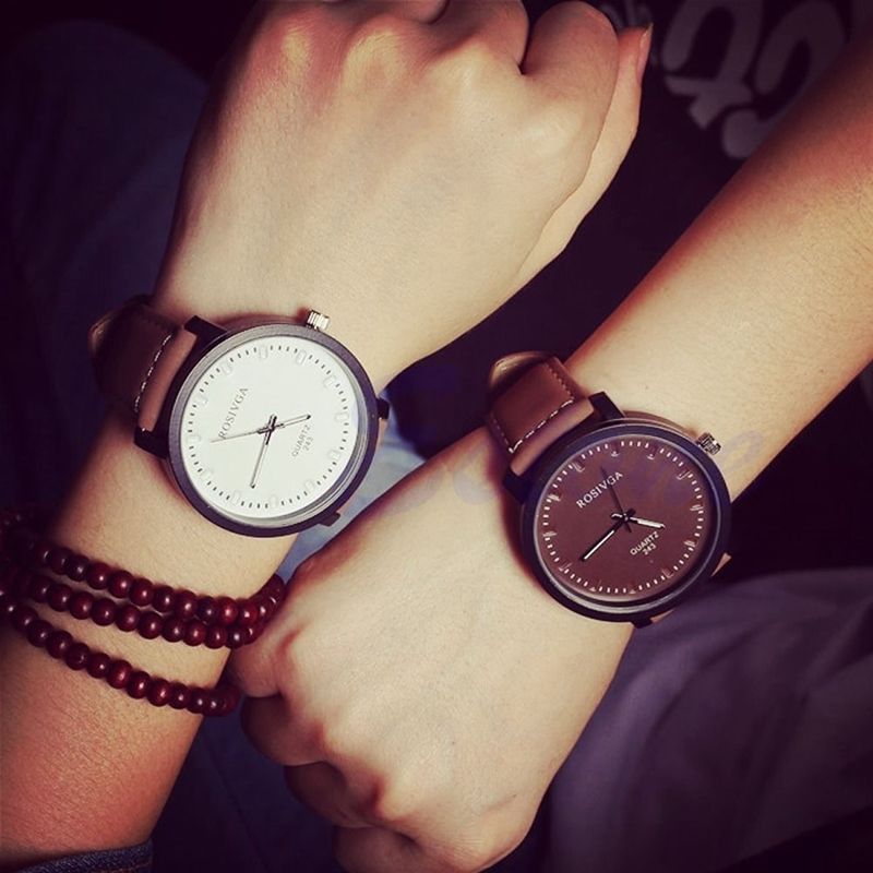 2015 Unisex Fashion Large Dial Quartz Watch Men Women Leather Analog Wrist Watch Black White Wristwatches relogios masculinos