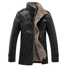 2015 Winter Men Leather Long Jackets Coats 4xl jaqueta de couro masculino,Retro Style Men Leather Coat jaqueta couro masculina