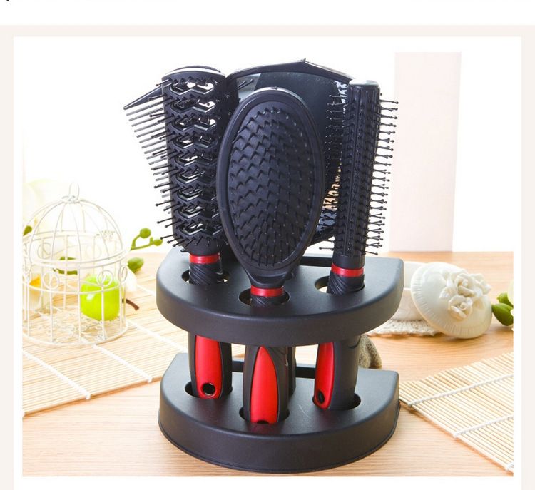 BLACK 5Pcs/Lot Styling Tools Curly and straight  Combs Professional Salon Hair Coangle Hair Brush Massage Hair Combs +Mirror