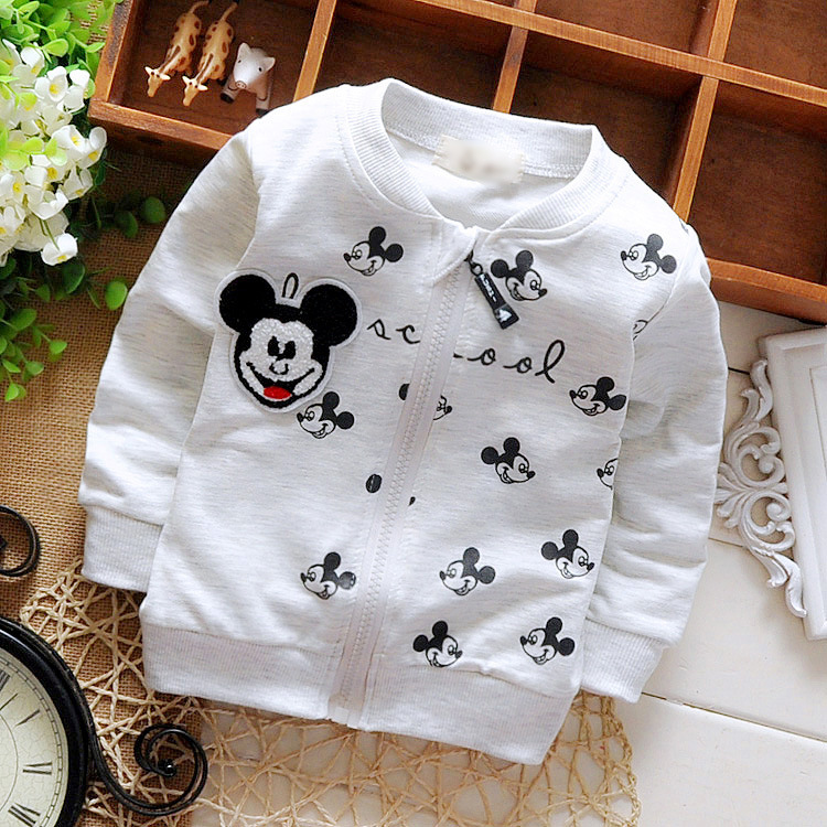 2016 Spring Autumn Long Sleeved Cartoon Mouse Letter Girls Boys Jackets Cardigan Baby Infant Children Kids