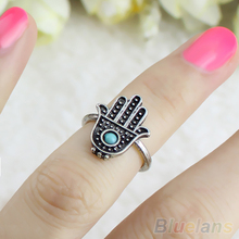 2014 Women New Come Retro Silver Hand Of Fatima Hamsa With Evil Eye For Protection rings