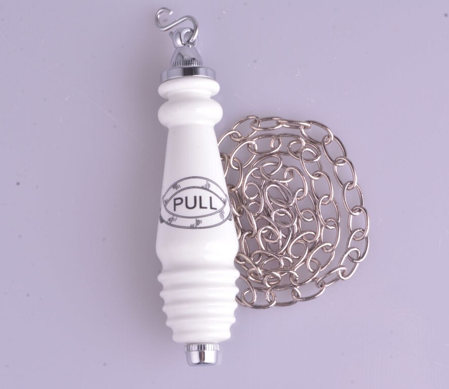 Ceramic Chrome Flush Pull For High Level Cistern Toilet Chain