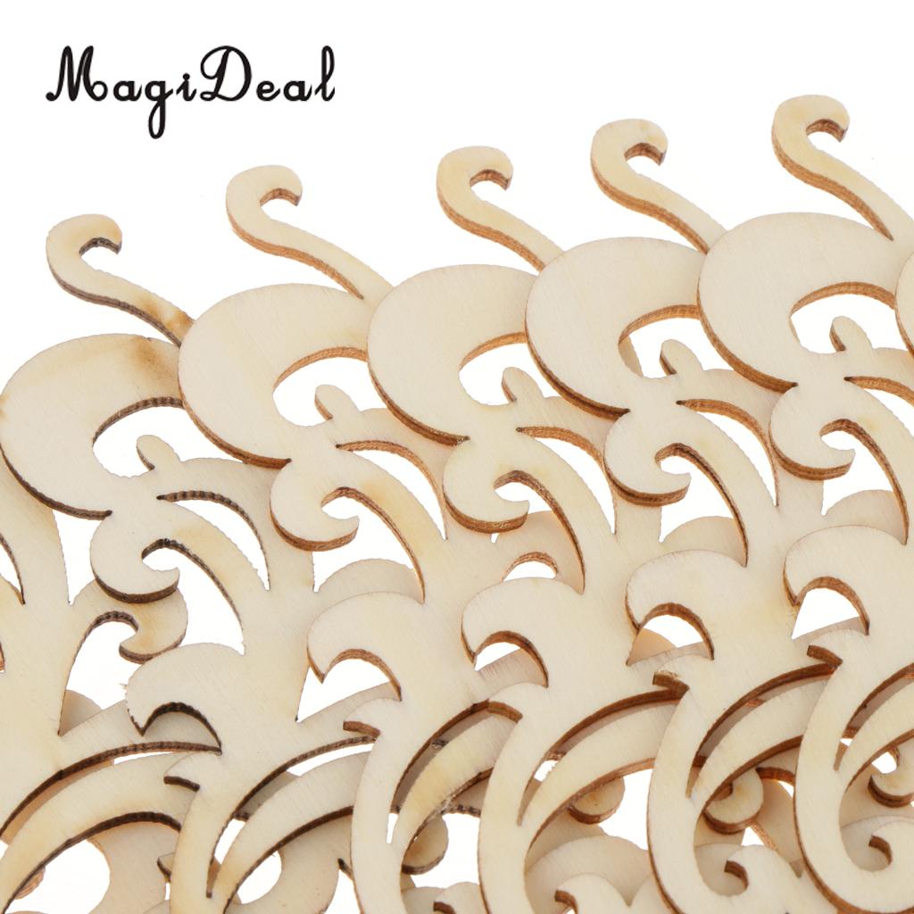12pcs Flower Wreath Wooden Cutout Gift Tags DIY Scrapbooking Embellishment