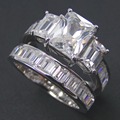 100 925 Sterling Silver 2 Pcs Wedding Promise Engagement Ring Set Wholesale Jewelry For Women