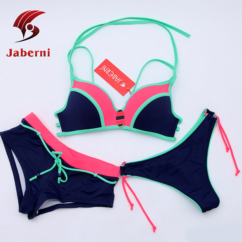 3 Pieces Bikini Set Block Color Push Up Bikini Women Halter Swimwear Sexy Thong Bottom Female Swimsuit Brazilian Biquini 3 Pieces Bikini Set Block Color Push Up Bikini Women Halter Swimwear Sexy Thong Bottom Female Swimsuit Brazilian Biquini