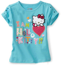 New 2015 Baby Girls Cartoon hello kitty T Shirt Kids Short Sleeve T shirt Children summer