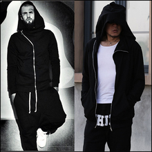 Dark streets blast wave gothic sorcerer oblique zipper hoodie sweater tide male and female models fat plus fat XL