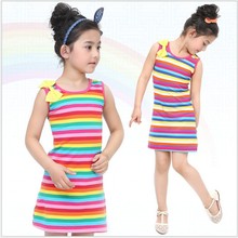 High Quality Iridescence Cotton Dress For Kids Girl Summer Dress 2105 Child Wear Princess Dress Summer