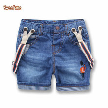 2016 Summer New Fashion Kids Overalls Suspender Jeans Shorts Boys Girls Denim Jeans Baby Toddler Casual Overall Hot Pants 2-10Y