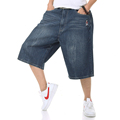 Top Quality Summer Big Size Wide Leg Male Skateboard Swag Baggy Jeans Shorts Men Capri Denim