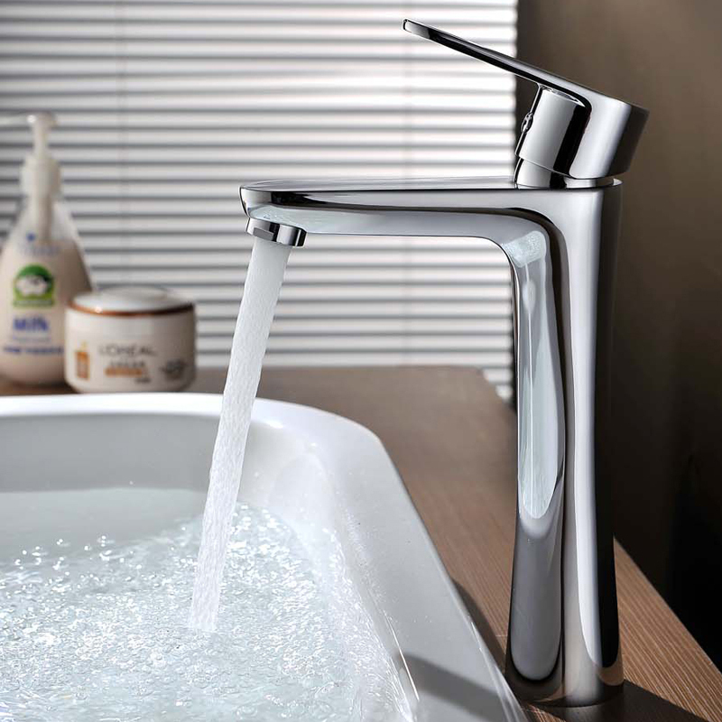 Free Shipping Chrome Finish faucet mixer Bathroom Faucet Bathroom Basin Mixer Tap with Hot and Cold Water BF058-H