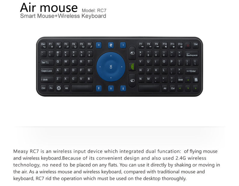 Measy RC7 Bluetooth Keyboard with Touchpad IR Remote