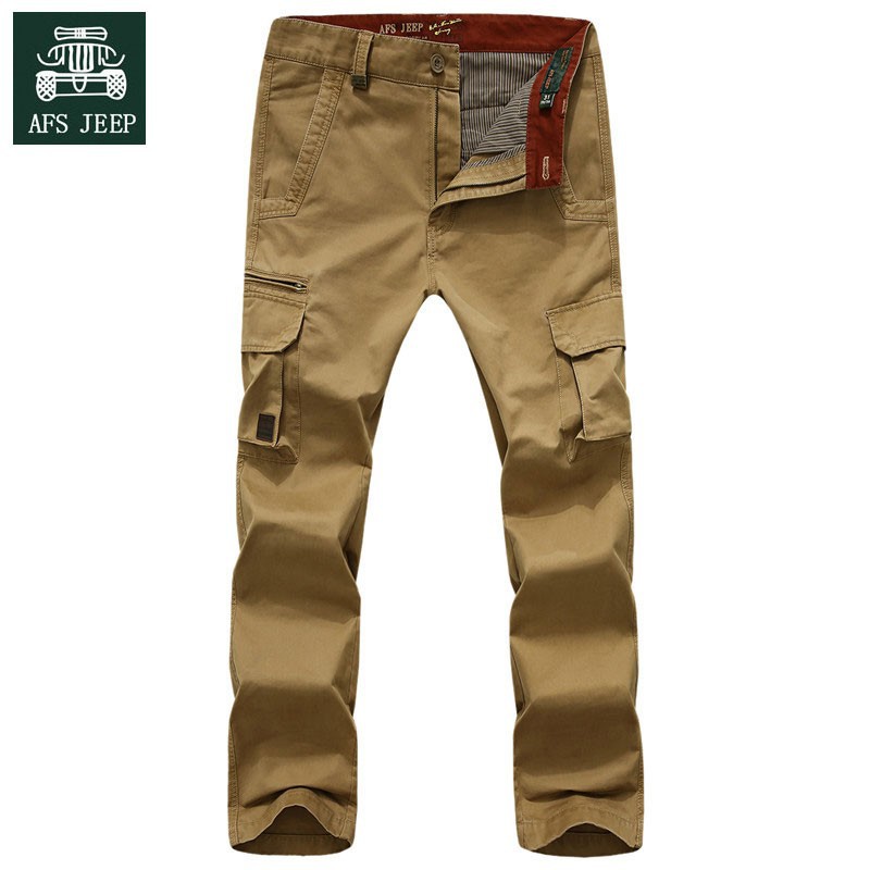 2015 Brand AFS JEEP Men Pants Autumn Style Fashion Casual Outdoor Pants High Quality Cotton Mens Loose Straight Pant Size 30~44