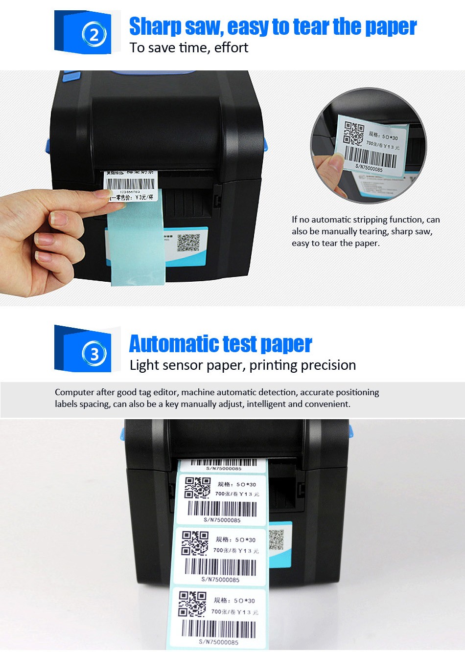 Free Freight XP 370B Label Barcode Printer Thermal Label Printer 20mm