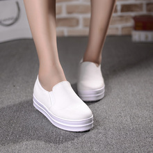 2016 Platform Canvas Shoes Woman Spring Slip On Flats Casual Ladies Loafers Solid Creepers Floral Inside Women Shoes