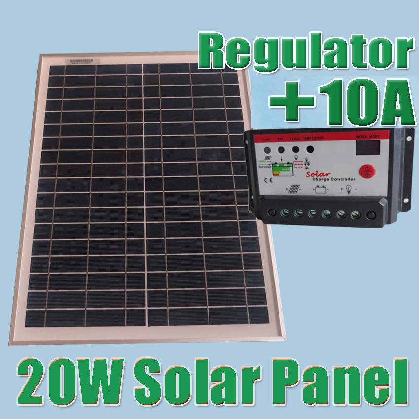 20W Solar Panels + 10A 12V 24V Solar Controller, 18V Solar cell panels charger 12V battery 20W Solar Panels + 10A 12V 24V Solar Controller, 18V Solar cell panels charger 12V battery