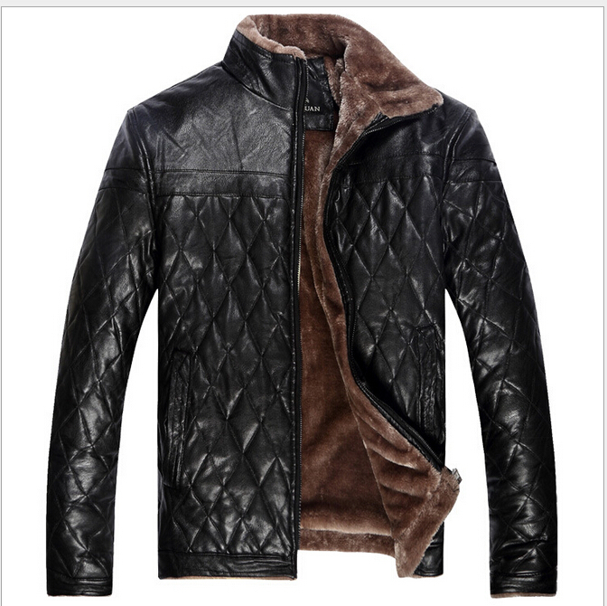 2014 New Winter Men'S Casual Leather Jacket Fur Large Size Chinese Brands Warm Coat Jacket Padded Free Shipping 4XL-5XL