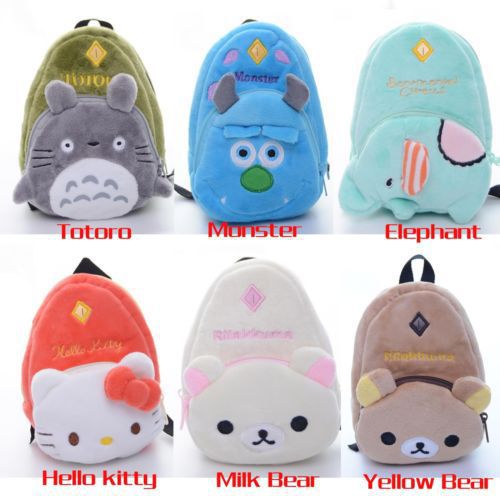 Many Styles Cute Hello Kitty/Totoro/Bear 6*5\'\' Plush coin purse/Card/Key/cellPhone Clip Bag Case Backpack Free Shipping #LN