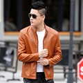 Casual Men Leather Coat Autumn Winter Long Sleeve Young Men Leather Jacket Stand Collar Outerwears Outfits