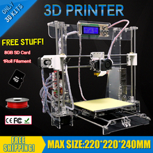 Upgraded Reprap Prusa I3 DIY 3D Printer 3 D impressora KIT 3d Printers Machine size 220*220*240mm 1Roll Filaments 8G TF Card/LCD