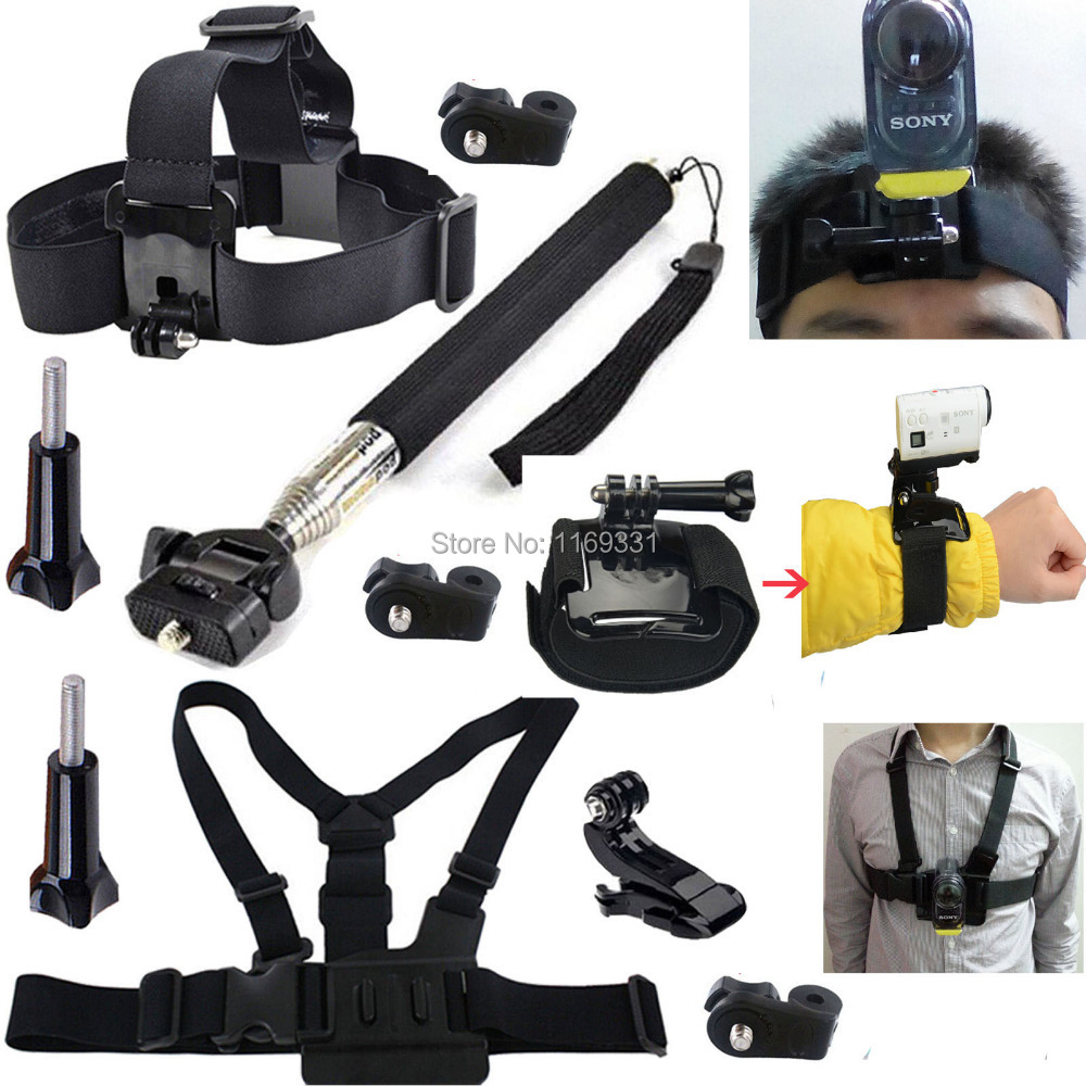 Accessory Monopod Mount Accessories Head Chest Wrist Strap Kit for Sony Action Cam HDR AS15 AS20