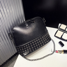 The new 2016 women mini shell trumpet Article chain cross package shoulder bag aslant rivet package AP003