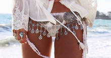 Turkish Gypsy Brinco Silver Boho Ethnic Tribal Jewelry Sexy Bikini BeachTassel Coin Belt Belly Body Chain Waist Dance Chain