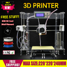 2016 Update Factory High Quality Precision Reprap Prusa i3 DIY 3d Printer kit with 3Roll Filament 8GB SD card and LCD Screen