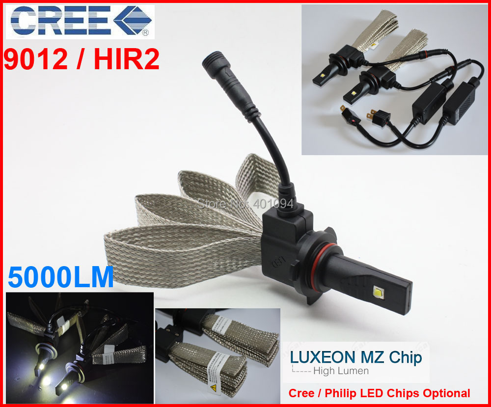 1 Set 9012 HIR2 40W 5000LM CREE / Philip LED Headlight 2SMD LUXEON MZ Chip All in One 12/24V Xenon White 6000K XM-L2 Driving Fog