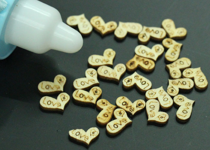 Love Heart Wood Loose Beads Charms Appointment Wed...