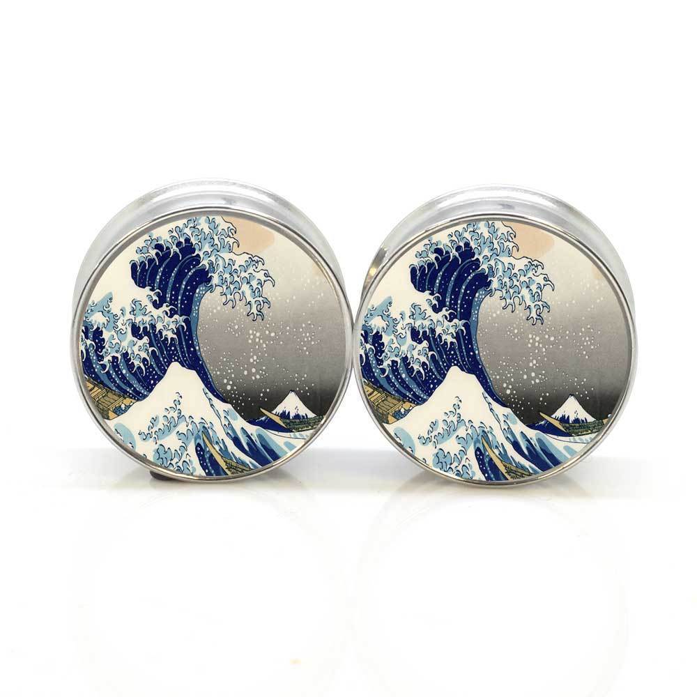 1 pair Great font b Wave b font stainless steel night owl plug tunnels double flare