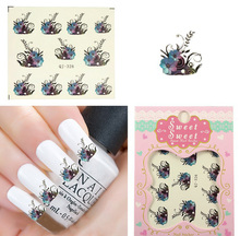 2 Sheet New Beauty Flower Nail Art Nail Stickers Decals Tags Water Transfer Full Wraps DIY