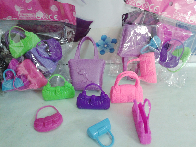 Factory Wholesale 7pcs/pack Mixed Colors & Designs Handbags For 1/6 Girl Dolls Girls Toy Bags Doll Accessories Free Shipping