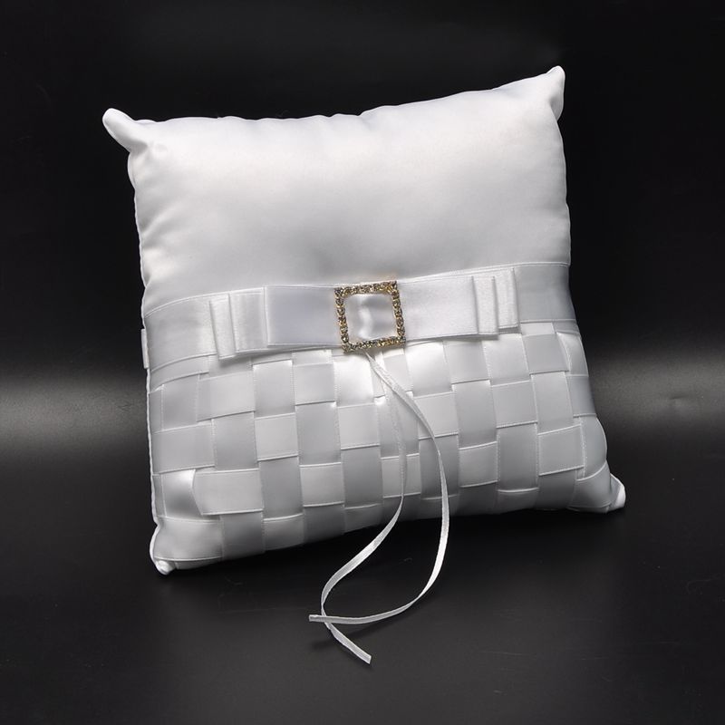 Black and white wedding ring cushion
