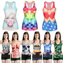 Women Multi Color Gothic Punk Clubwear T Shirt Print Tank Top Vest Blouse