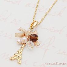 YANA  Jewelry Fashion  Gold Plated Bow Tower Statement Necklace For Woman 2015 New necklaces & pendants Sale N21
