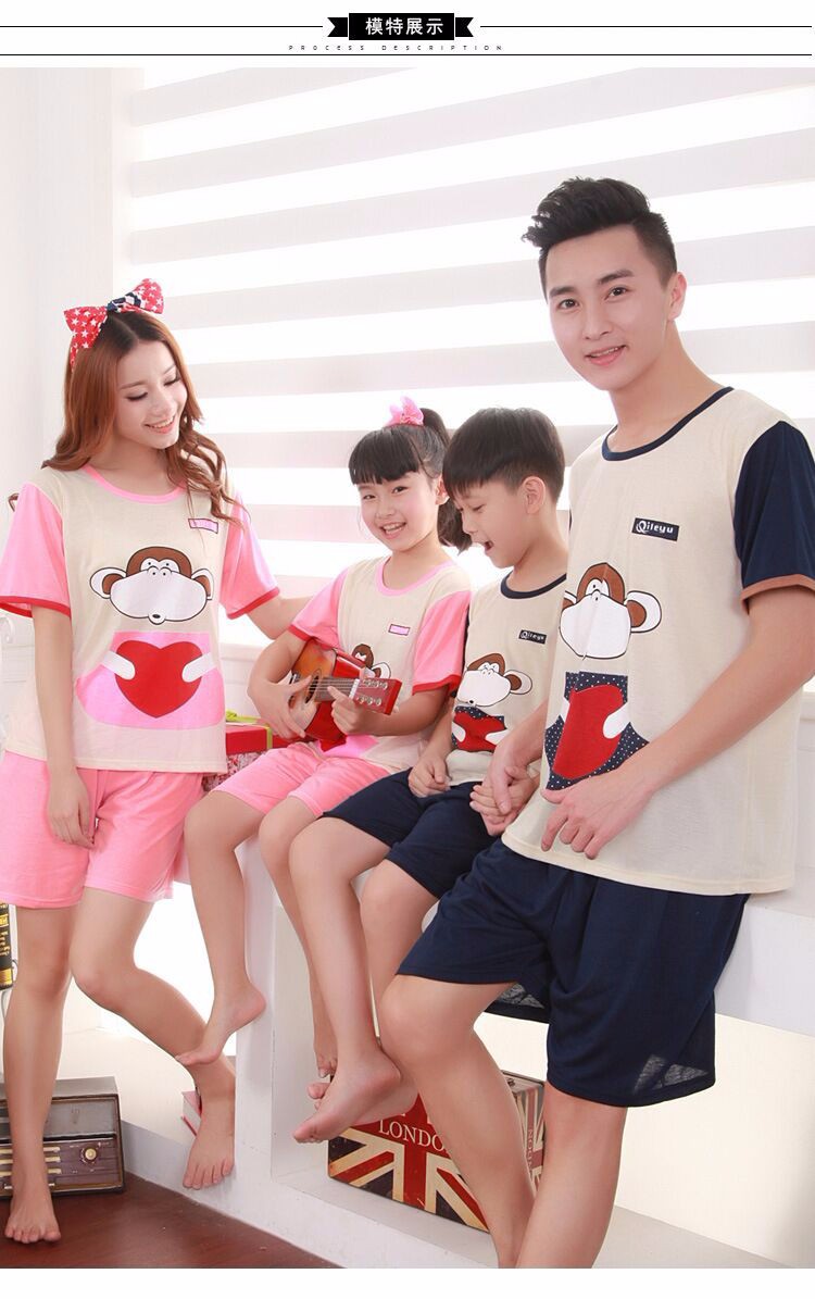 3 Family Matching Clothes Short Sleeve Tops+Shorts Family Set Clothes Printing Monkey Mother Daughter Family Matching Clothes