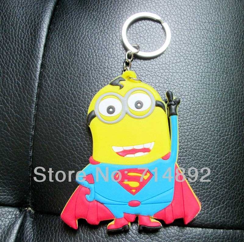 45pcs/set Despicable Me Minion Keychain The Minions Figure  Superman / Footballer Style Pendants Free Shipping