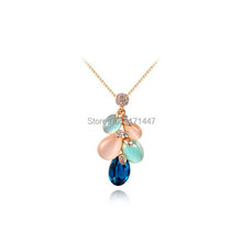 Womens Girls Luxury Brand Large Crystal Jewlery Rose Gold White Gold Plated Peacock Shape White Blue