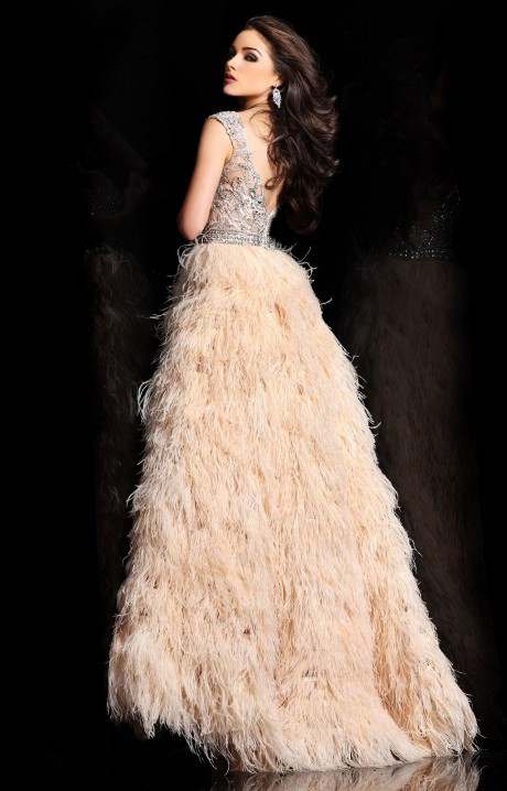 long feather gown
