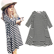 high quality bobo choses baby girls clothes dress brands striped printing girl kids dress fashion Girls Princess dress clothes